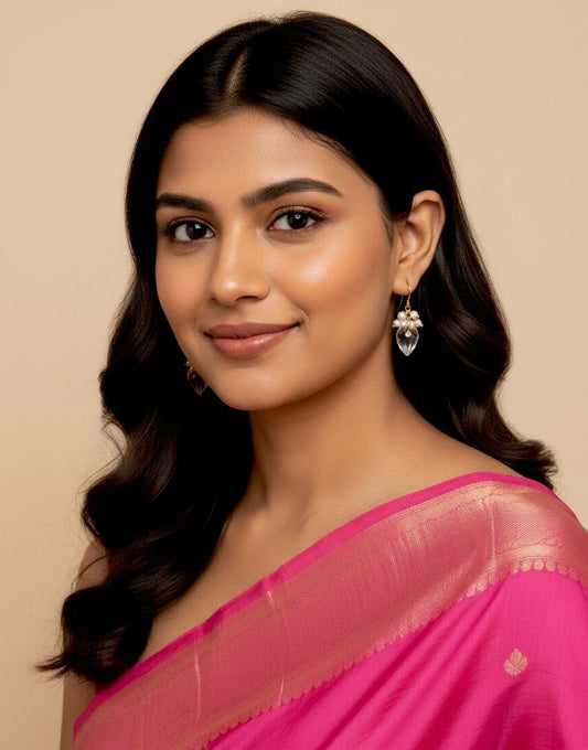 Crystal Stone Gold Plated 92.5 Silver Earring