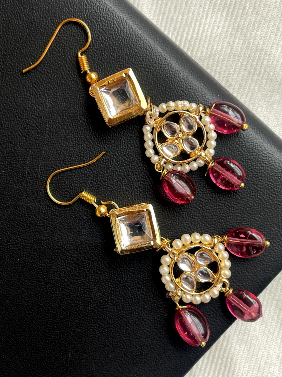 Meenakari, Kundan and Natural Stone Fusion Golden Choker with Earring Set