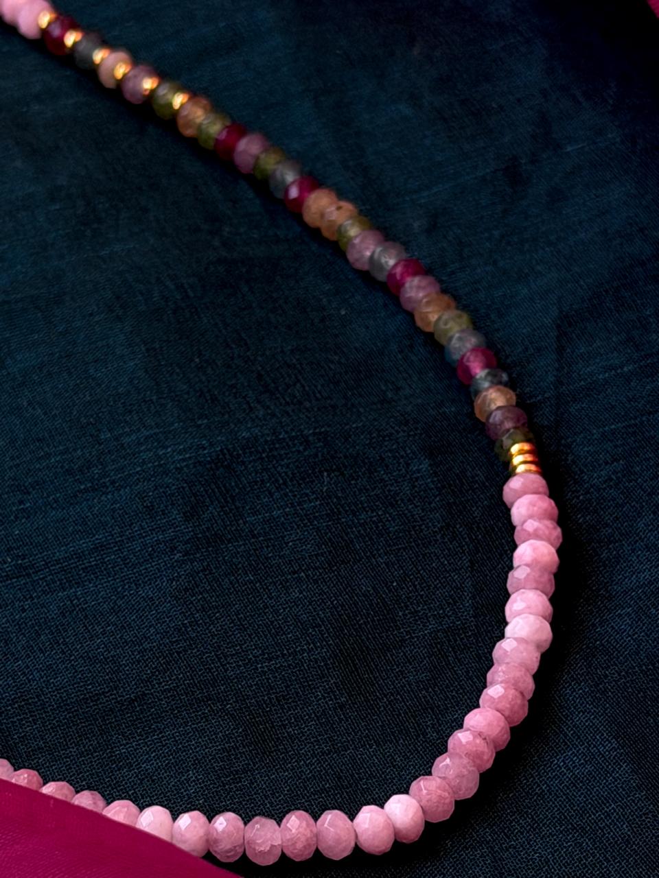 Stone Beads Golden Ring Single Layer Mala