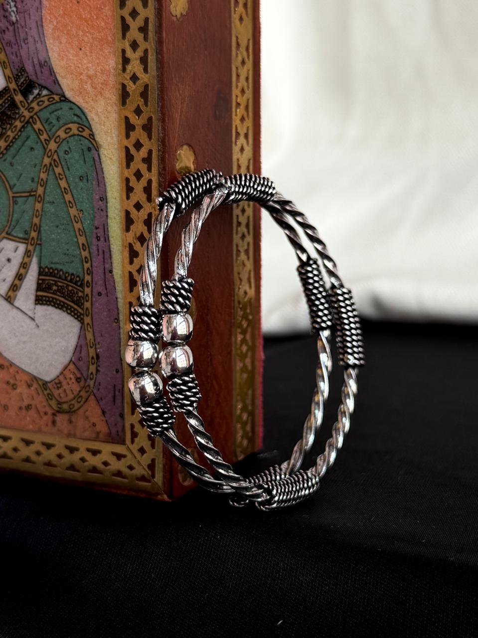 Oxidized Silver Replica Openable Bangles set