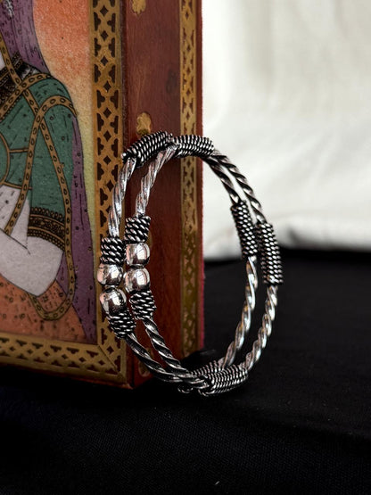 Oxidized Silver Replica Openable Bangles set