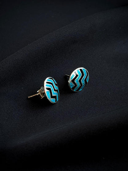 Meenakari Geometrical 92.5 Silver Stud Earring