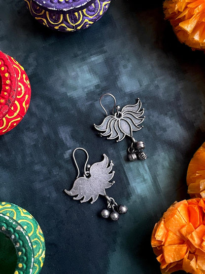 Oxidized Floral Ghunghroo Earring