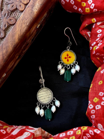 Hand Painted Top Jade Stone Earring