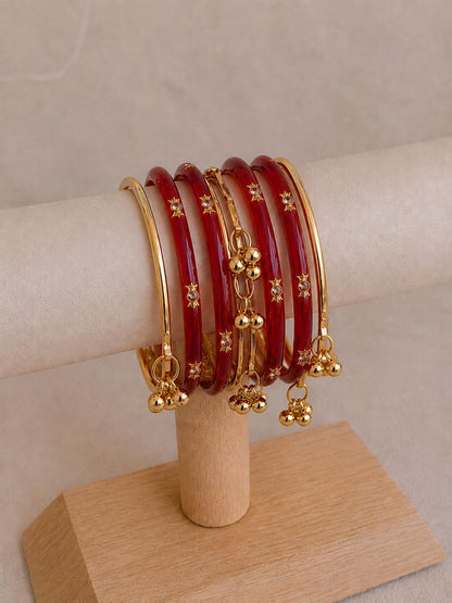 Acrylic Bangles with Metal Bangles set