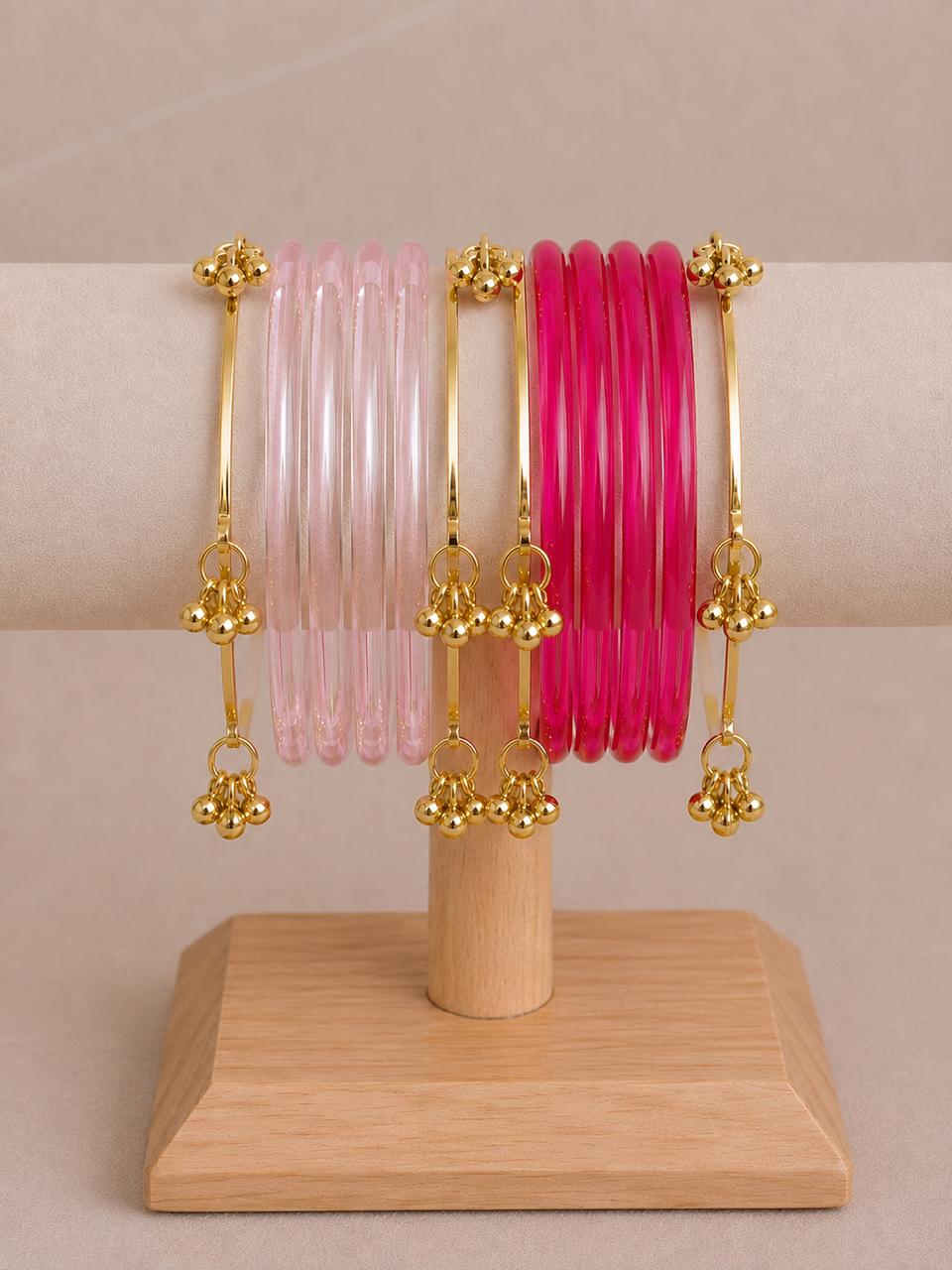 Acrylic Bangles with Metal Bangles set