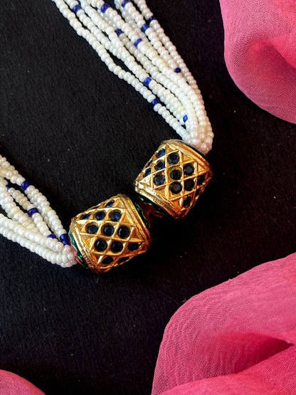 Meenakari Stone Ball Pendant Necklace with Meenakari Earring Set