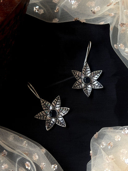 Oxidized Floral Earring