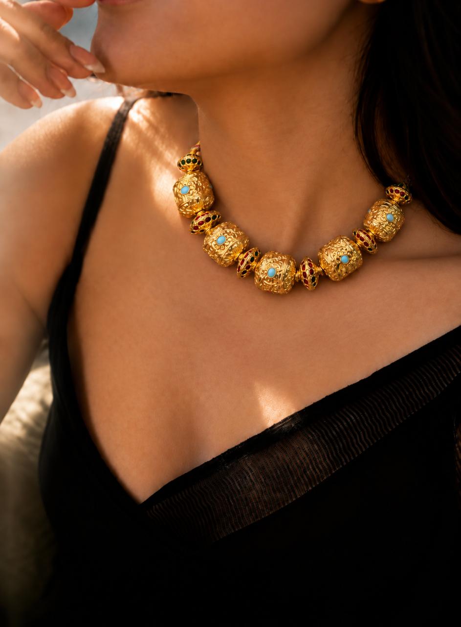 Meenakari Ball Choker Necklace