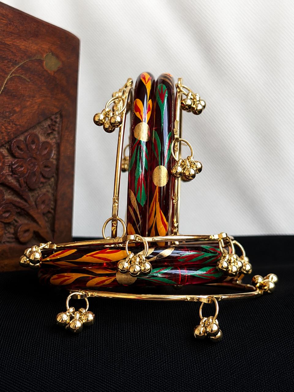 Glass Bangles with Metal Bangles set