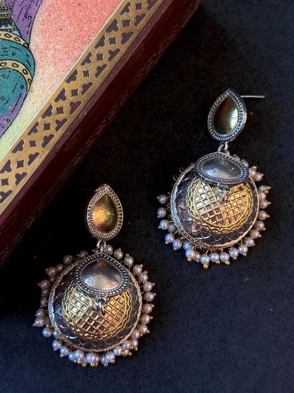 Dual Tone Partywear Long Earring