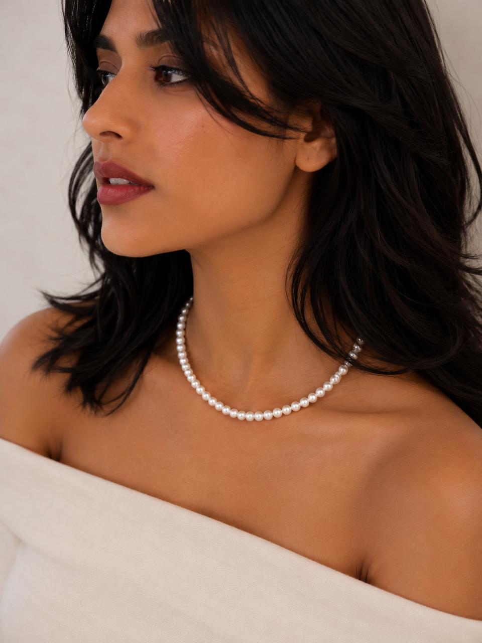 Glass Pearl Mala with Earring set