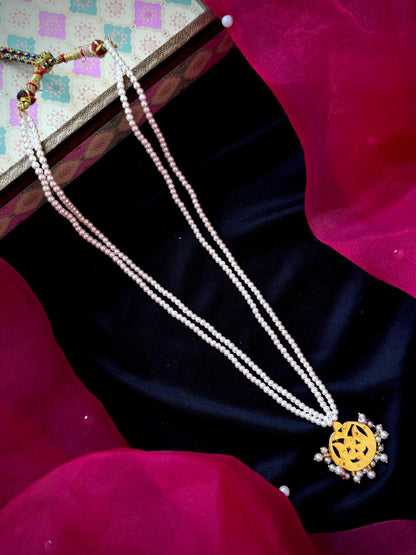 Pachi Kundan Pendant Pearl Mala Necklace