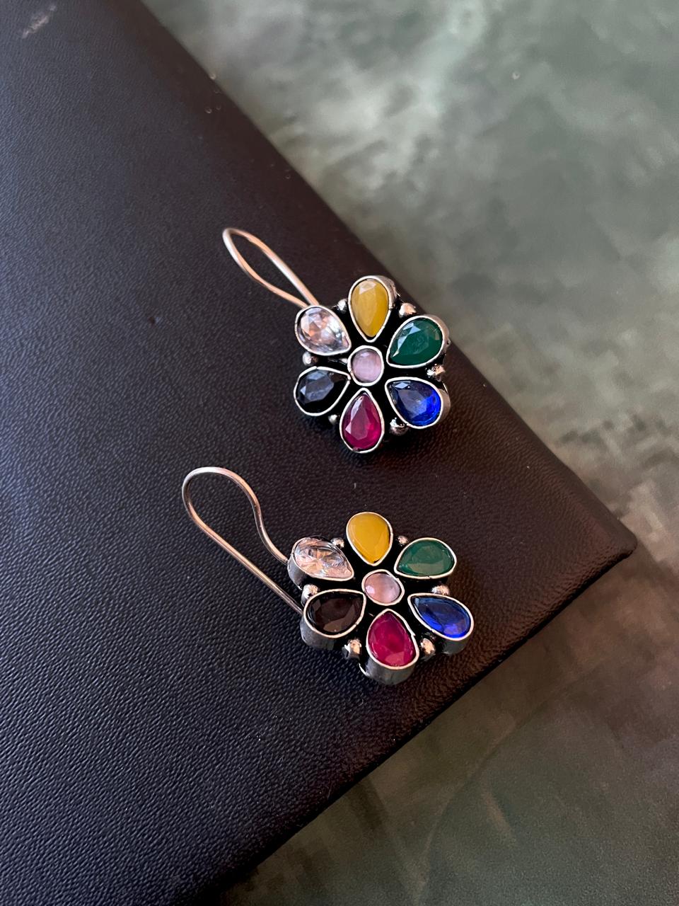 Floral Stone Stud Earring