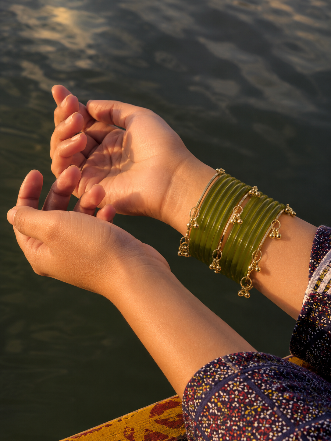 Acrylic Bangles with Metal Bangles set