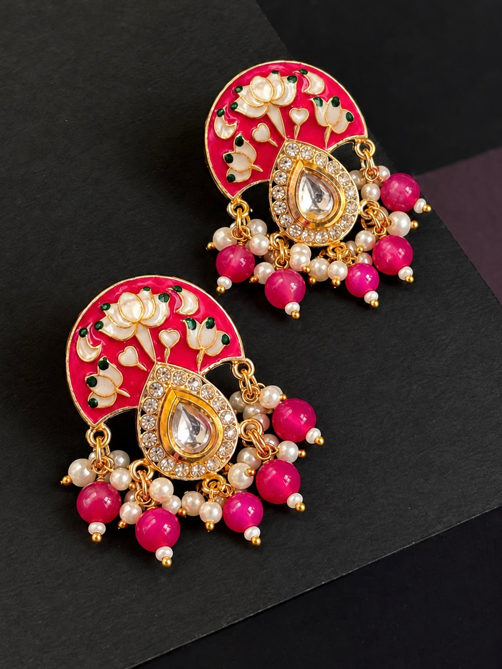 Meenakari Kundan Hand Painted Stud Earring