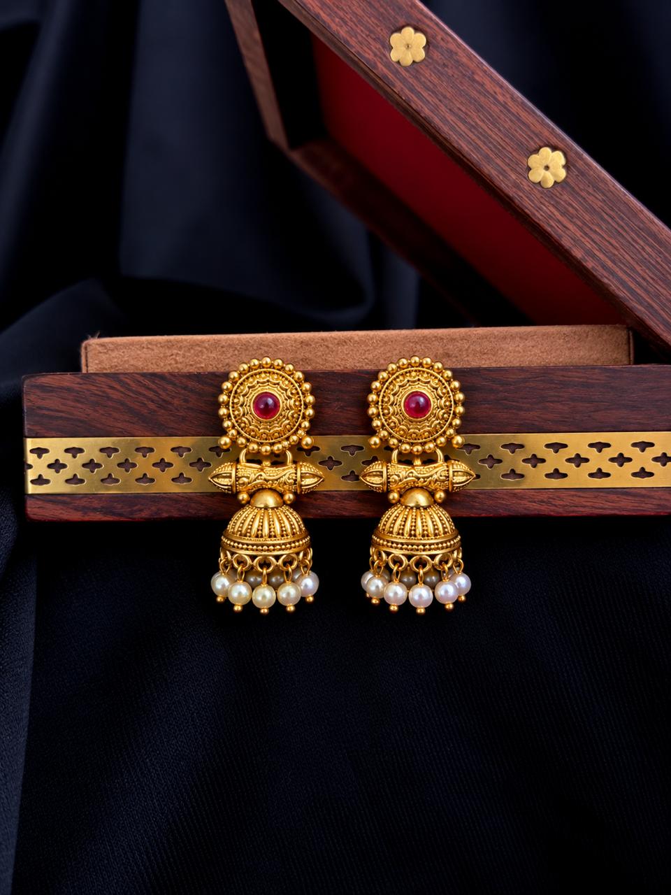 Golden Beaded Partywear Choker with Earring set