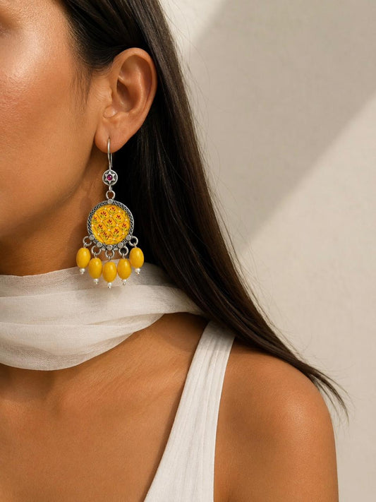 Hand Painted Beaded Oxidized Earring