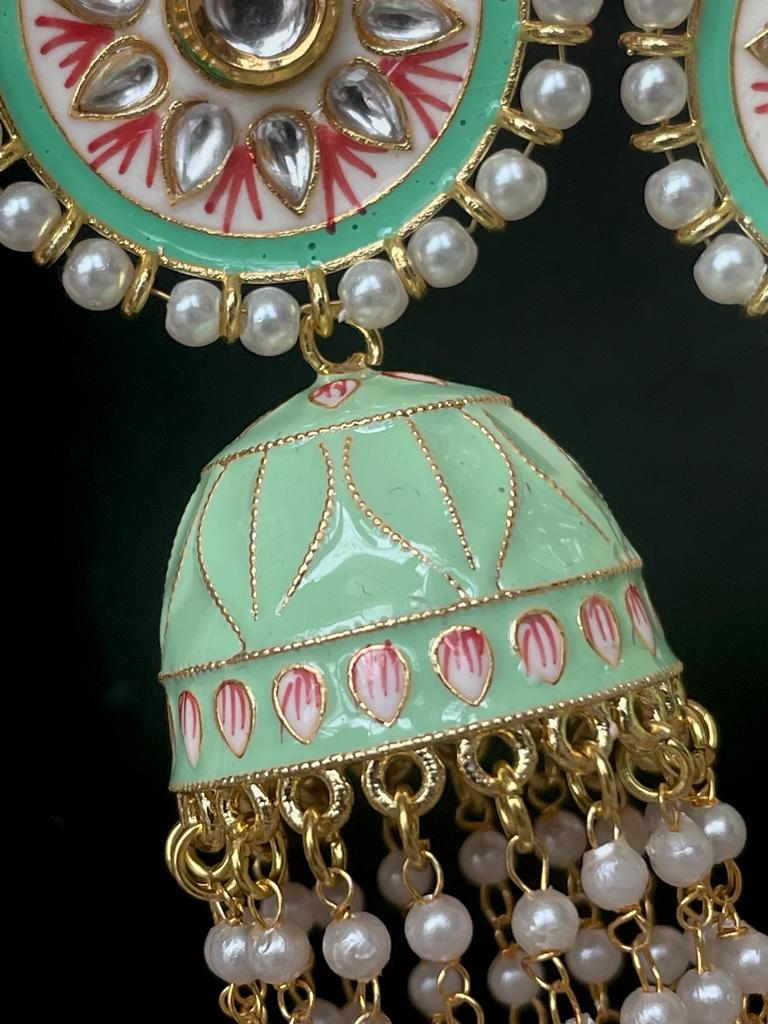 Meenakari Big size Dome Shape Jhumka