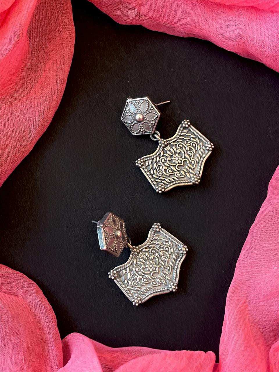 Oxidized Choker with Earring Ethnic Set