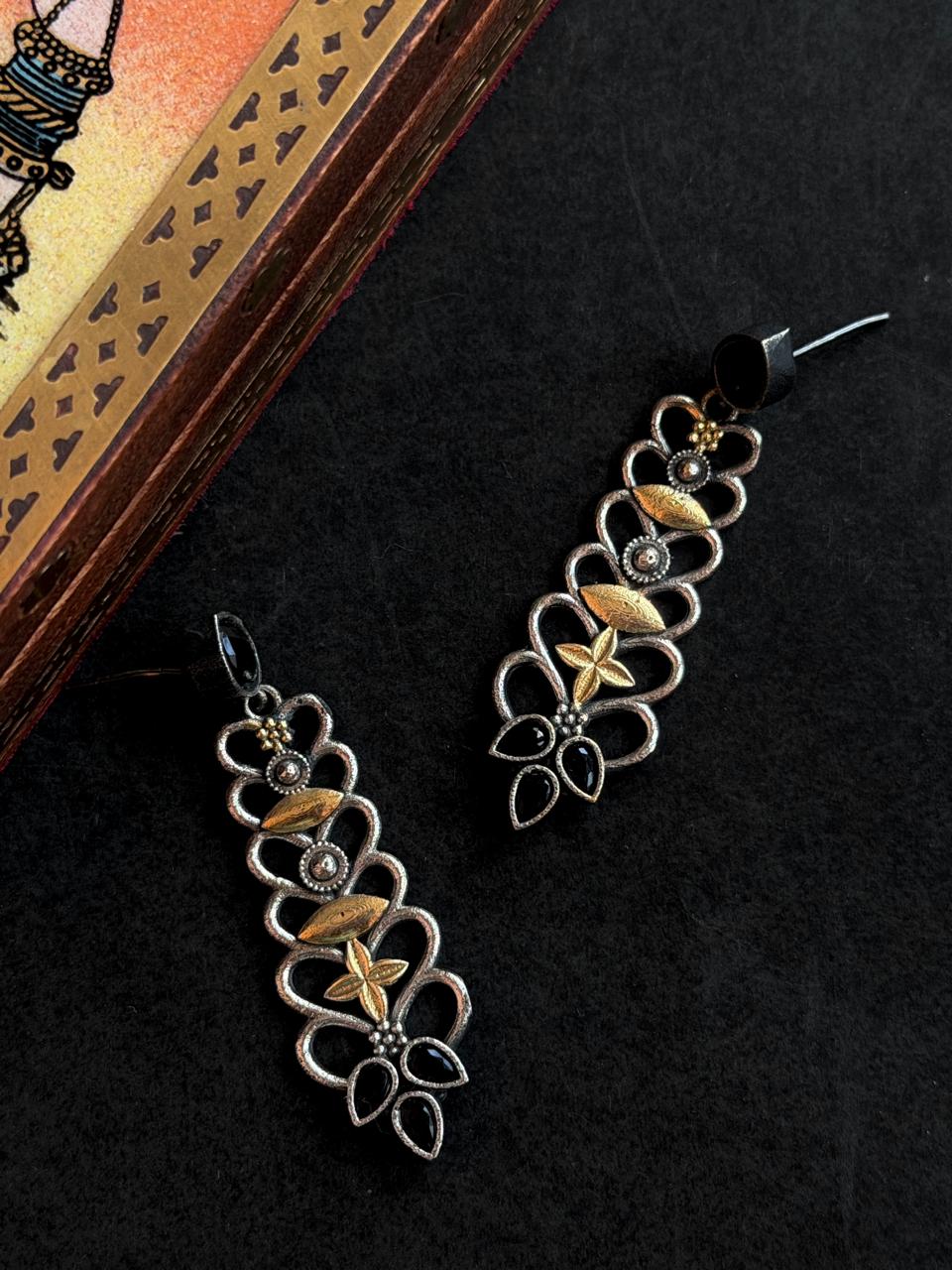 Dual Tone Oxidized Earring