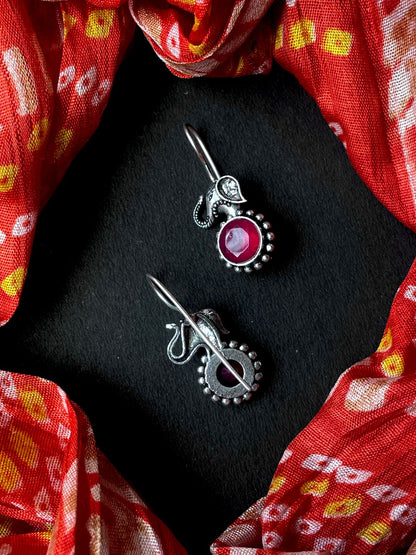 Monalisa Stone Oxidized Elephant shape Earring