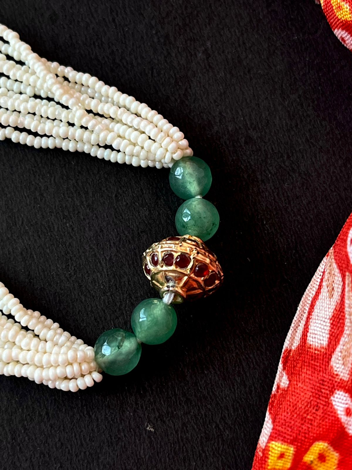 Stone Beads with Meenakari Ball Pendant Necklace