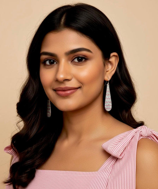 Meenakari Long Light weight 92.5 Silver Earring