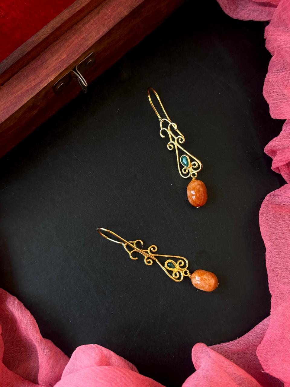 Stones Beads Golden Earring