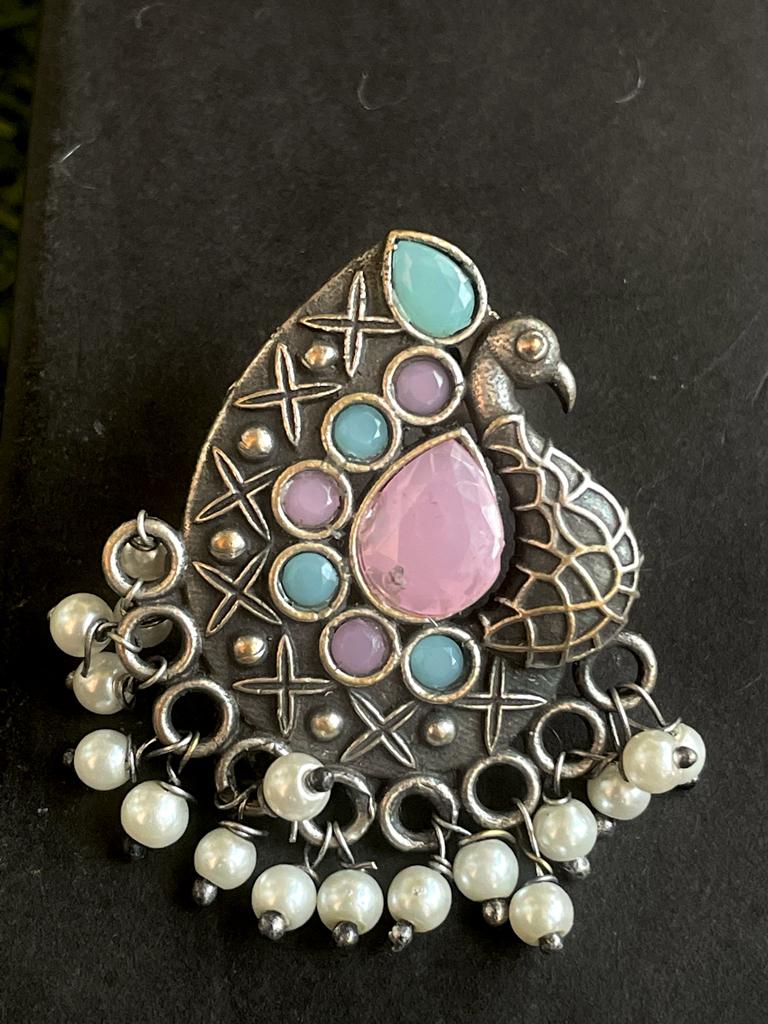 Peacock Shape Semi Precious Stone Earring