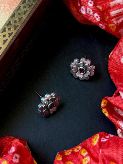 Oxidized Silver Replica Stud Earring