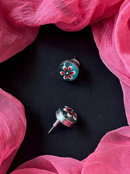 Hand Painted Monalisa Stone Stud Earring