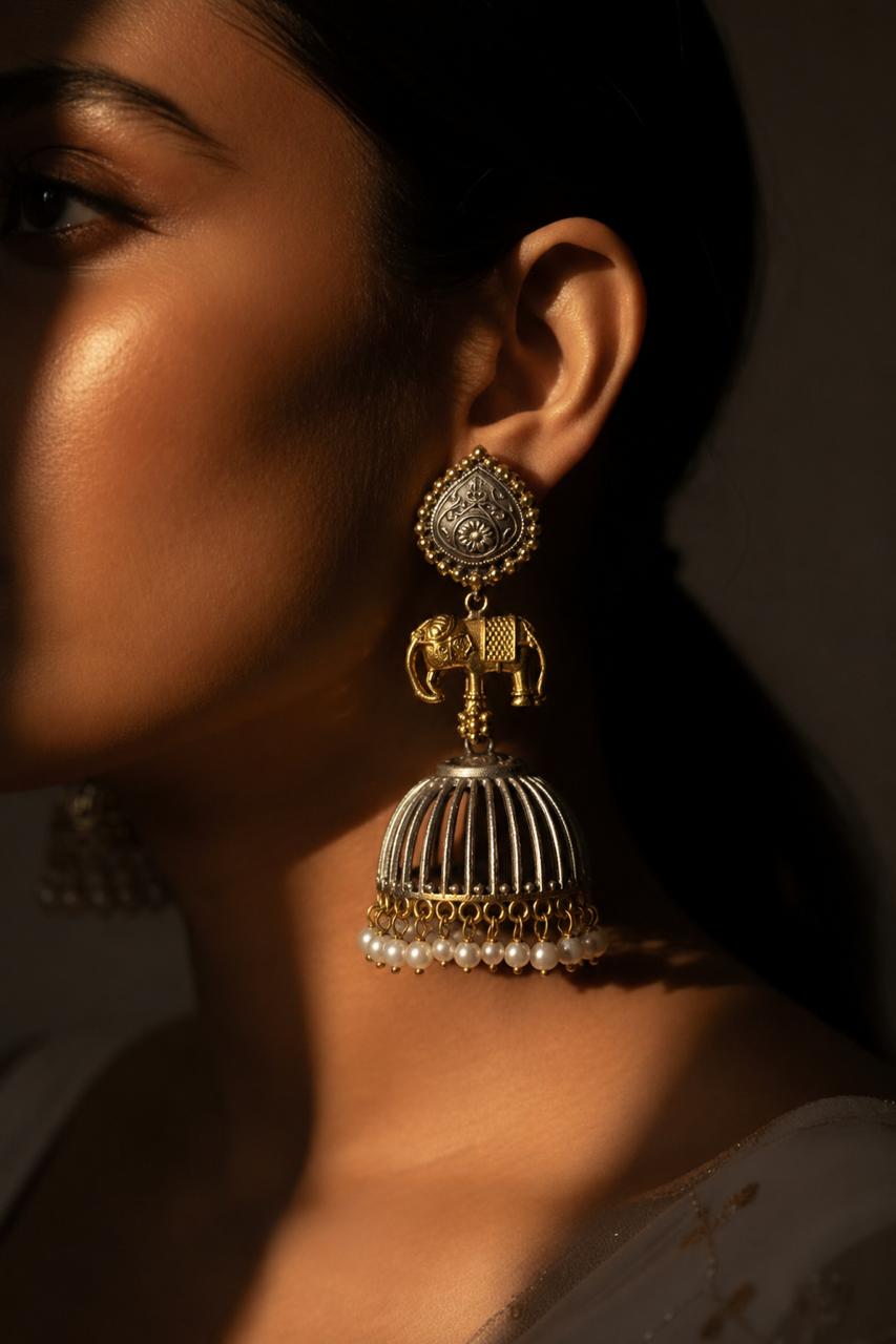 Dual Tone Big Jhumki Partywear Earring