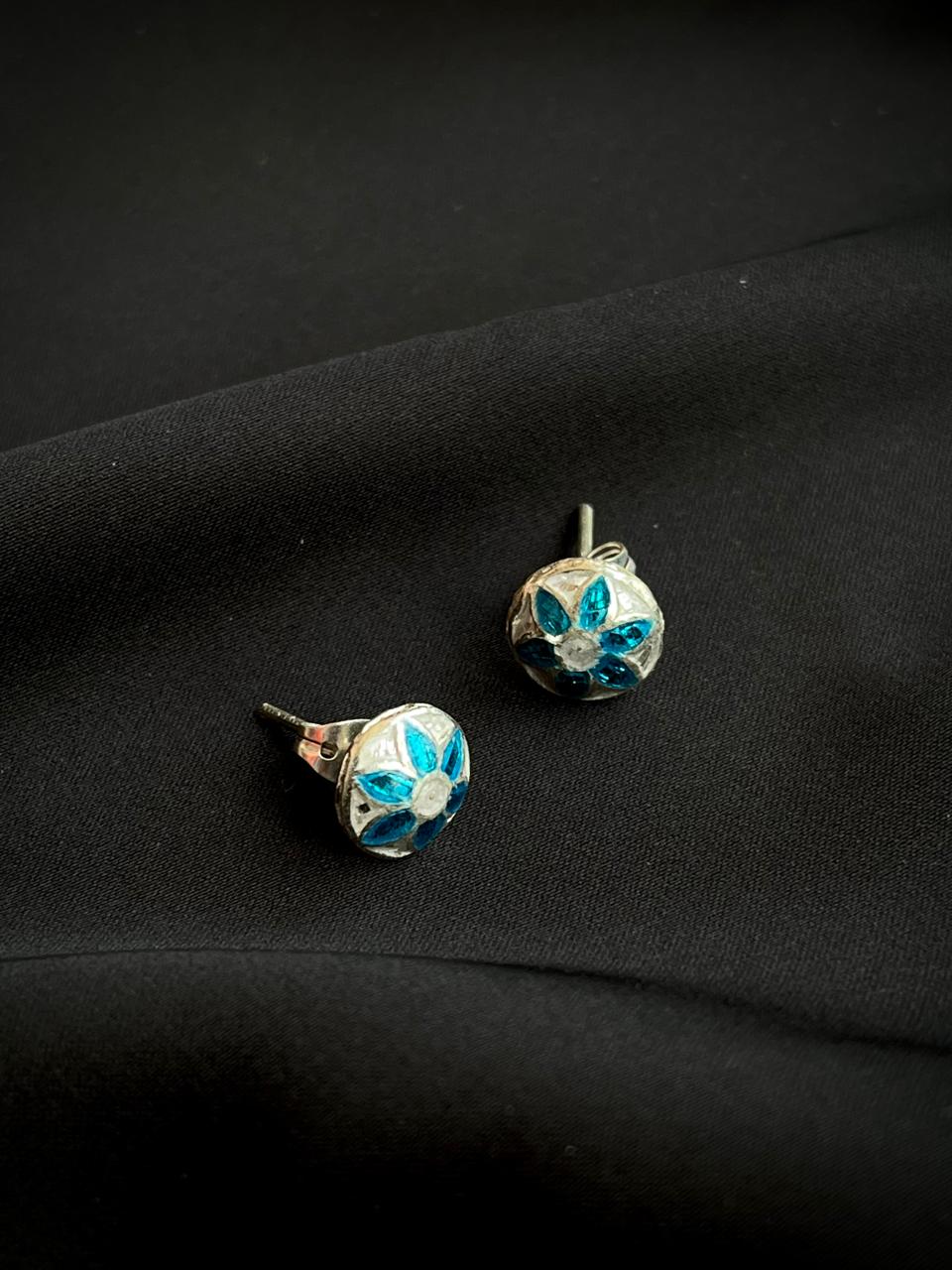 Meenakari 92.5 Silver Stud Earring