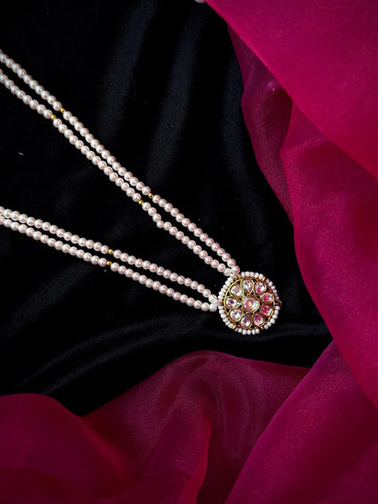 Pachi Kundan Pendant Pearl Mala Necklace