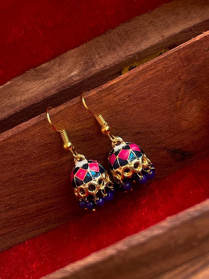 Meenakari Small Jhumki Earring (Set of 2 Pairs)