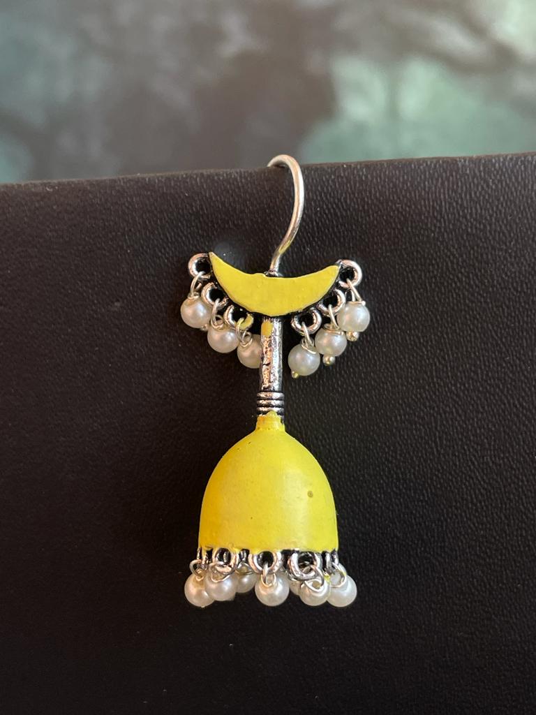 Hand Painted Chandbali with Jhumki Earring