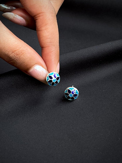 Meenakari 92.5 Silver Stud Earring
