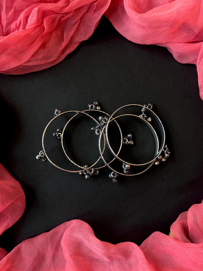Oxidized Ghunghroo Bangles (set of 4 Bangles)