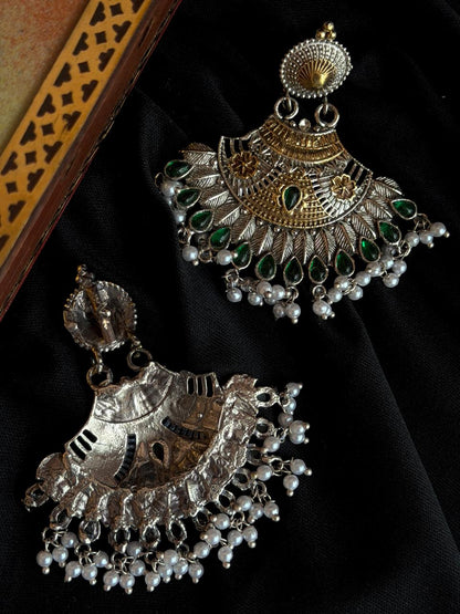 Dual Tone Partywear Geometrical Earring