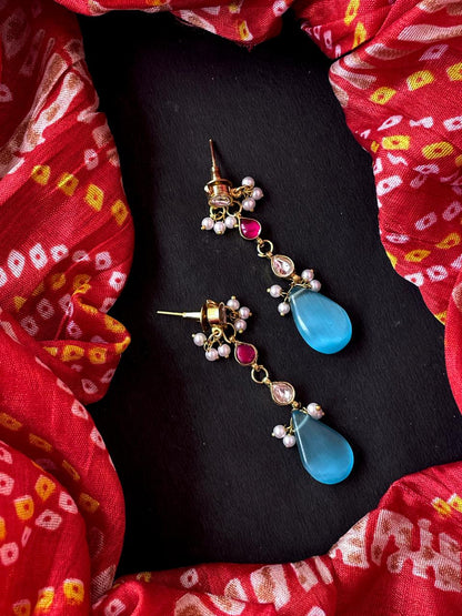 Monalisa Stone Pachi Kundan Beaded Earring