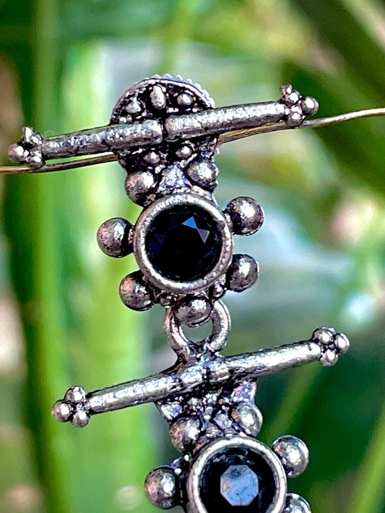 Oxidized German Silver Long Earring