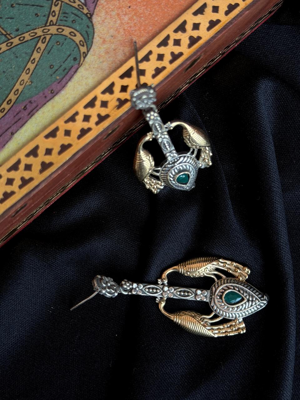 Dual Tone Oxidized Earring