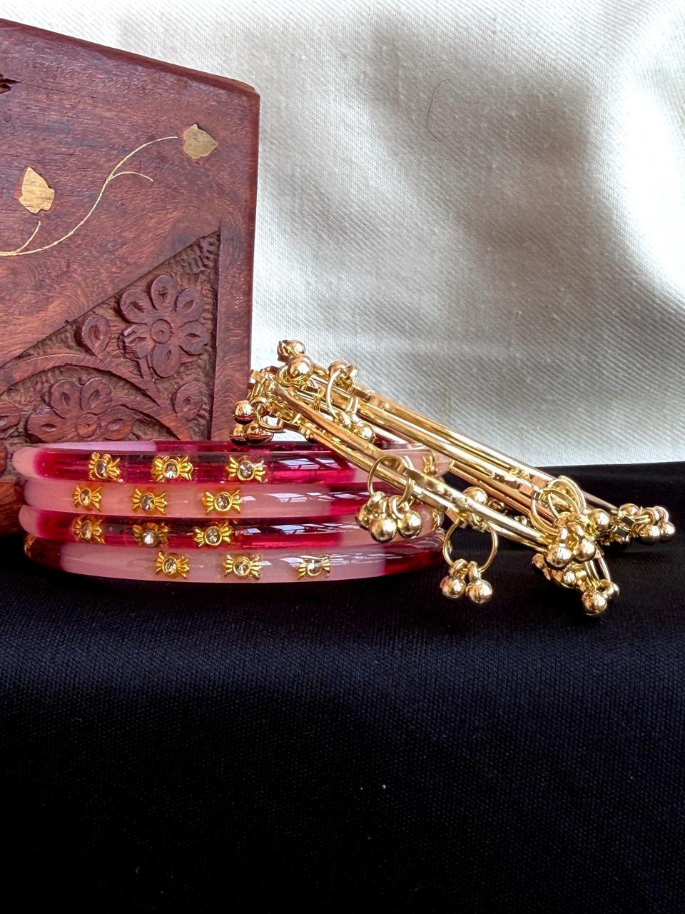 Acrylic Bangles with Metal Bangles set