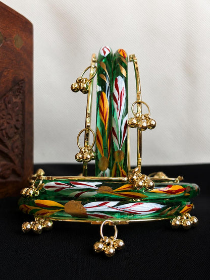 Glass Bangles with Metal Bangles set