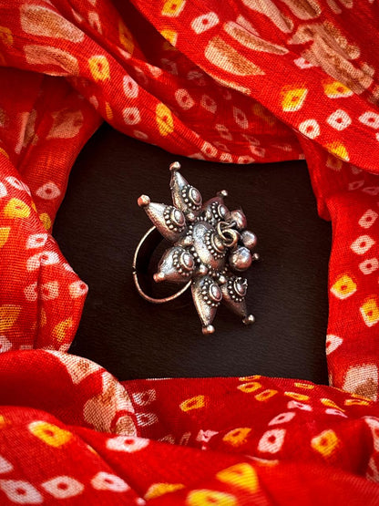 Oxidized Floral with Ghunghroo Ring