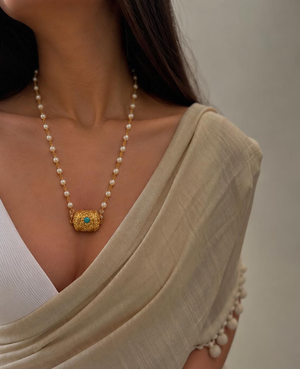 Meenakari Ball Pendant Beaded Chain Necklace