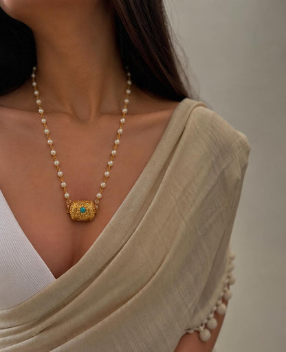 Meenakari Ball Pendant Beaded Chain Necklace