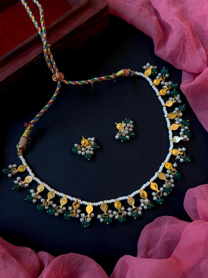 Pachi Kundan Beaded Necklace with Earring set