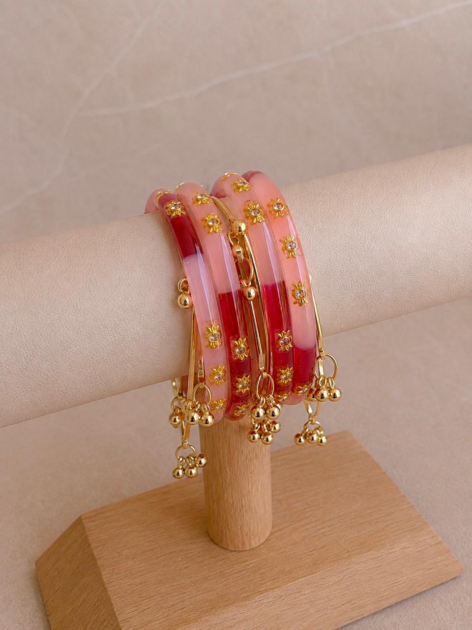 Acrylic Bangles with Metal Bangles set